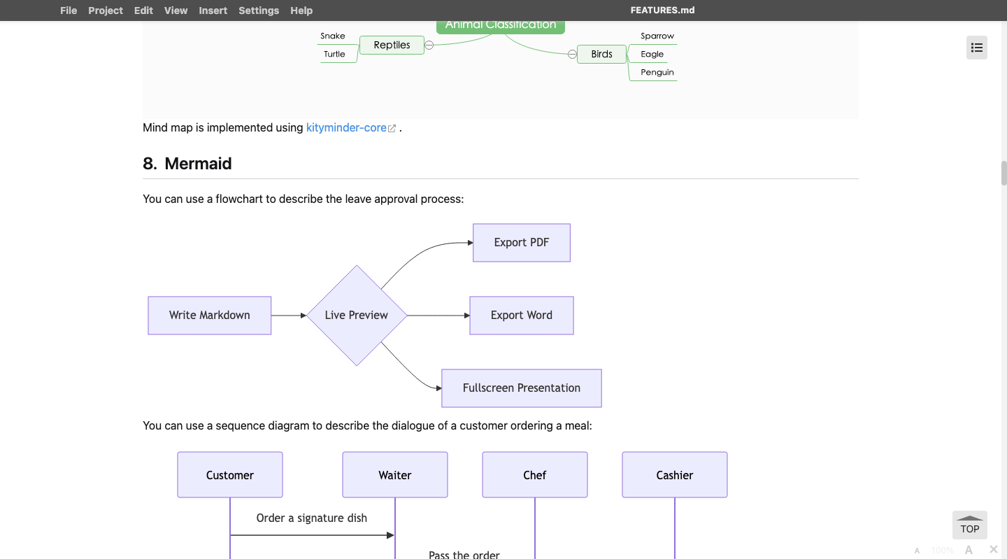Markfice — presentation mode